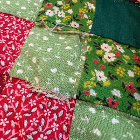 Vtg Patchwork Quilt Handmade Trip Around the World Full/Queen Cottage 100x85 - Picture 7 of 16